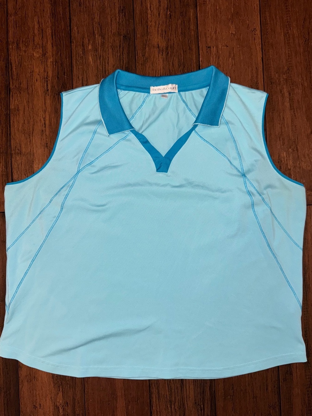 Light Blue Sleeveless Polo Tank with Contrast Trim size XL